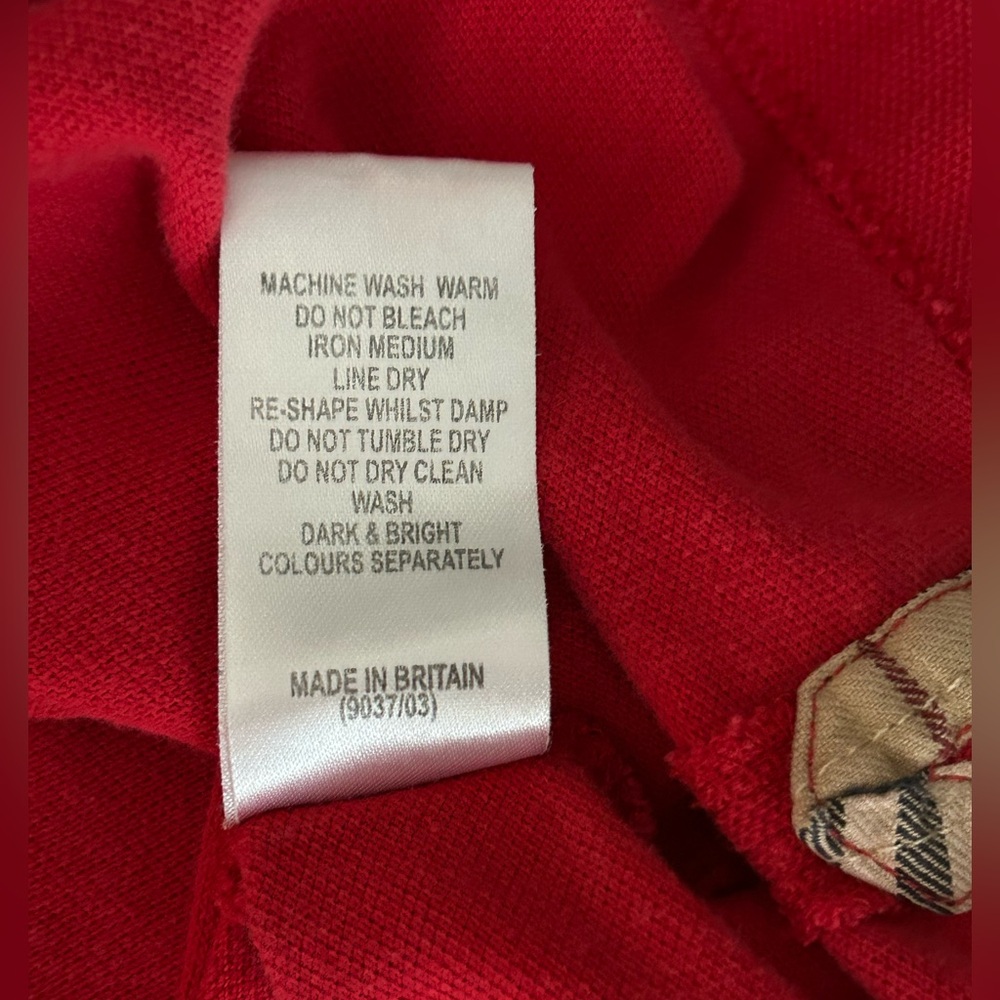 Men’s Burberry Red Cotton Pique’ Polo Shirt Classic Vintage Size XL - Picture 12 of 14